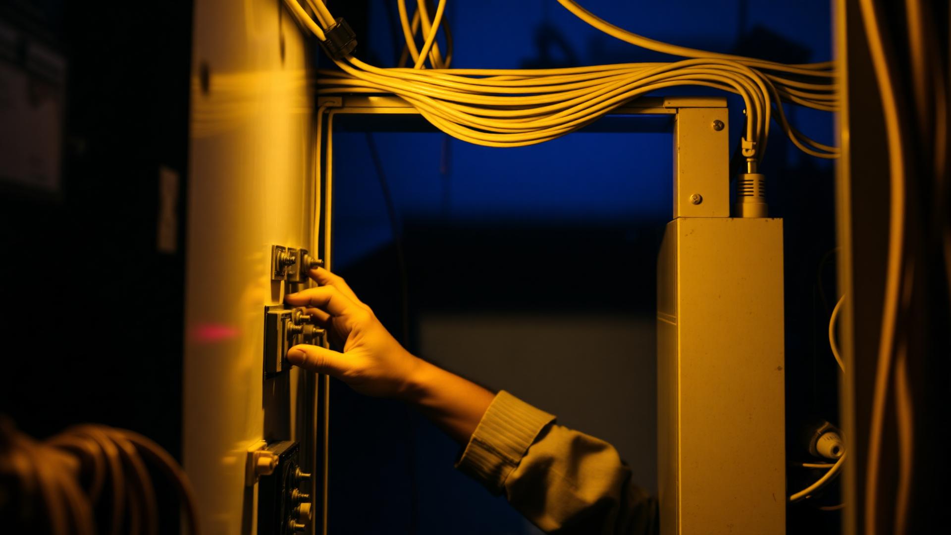 Electrician working on a panel